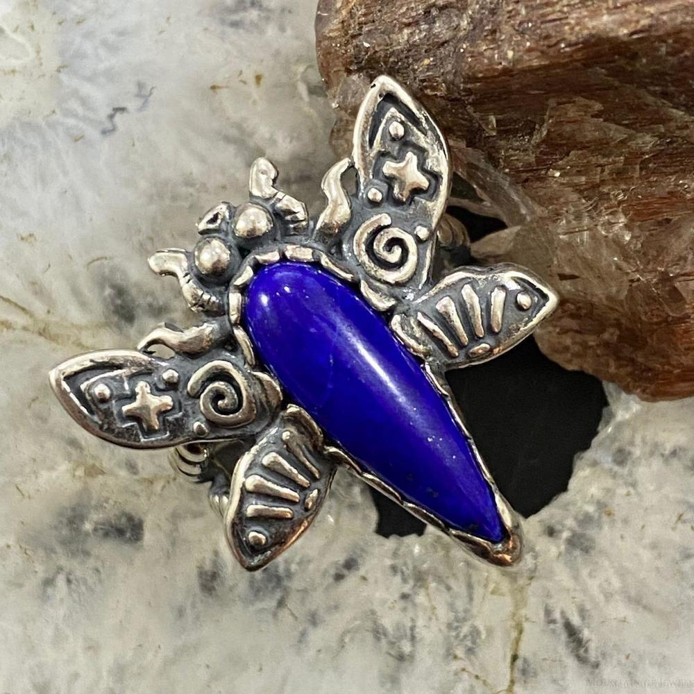 Carolyn Pollack Southwestern Style Sterling Lapis Dragonfly Ring S 9.25 & 10.25